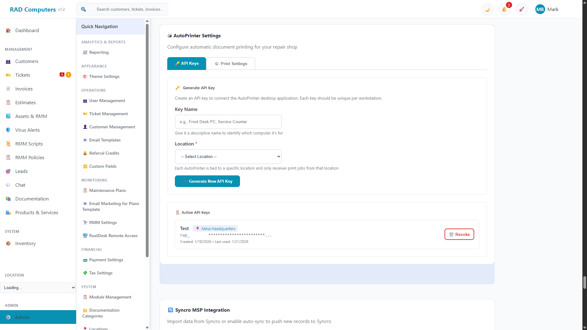 AutoPrinter Settings - Light Mode