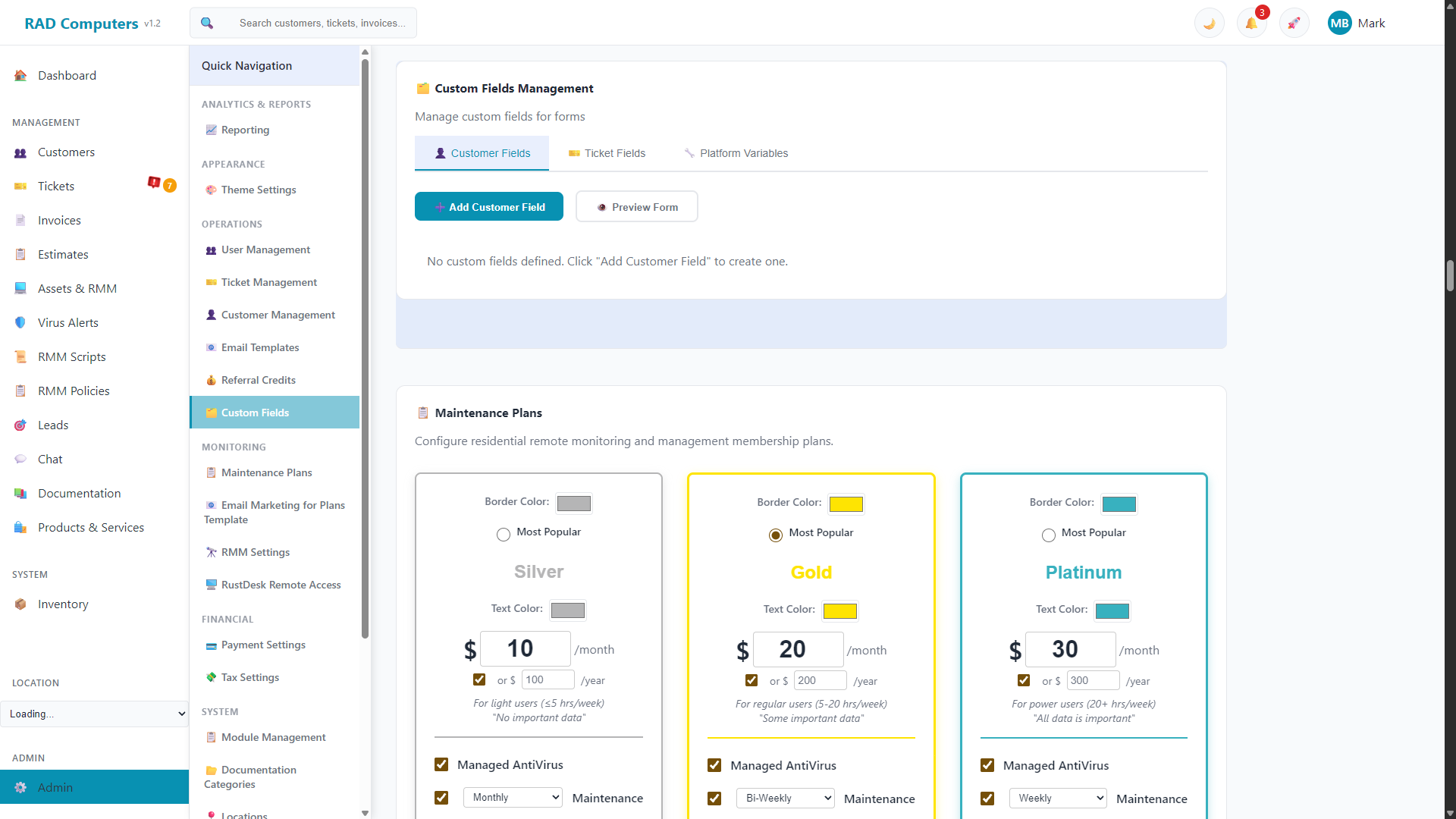 Custom Fields - Light Mode
