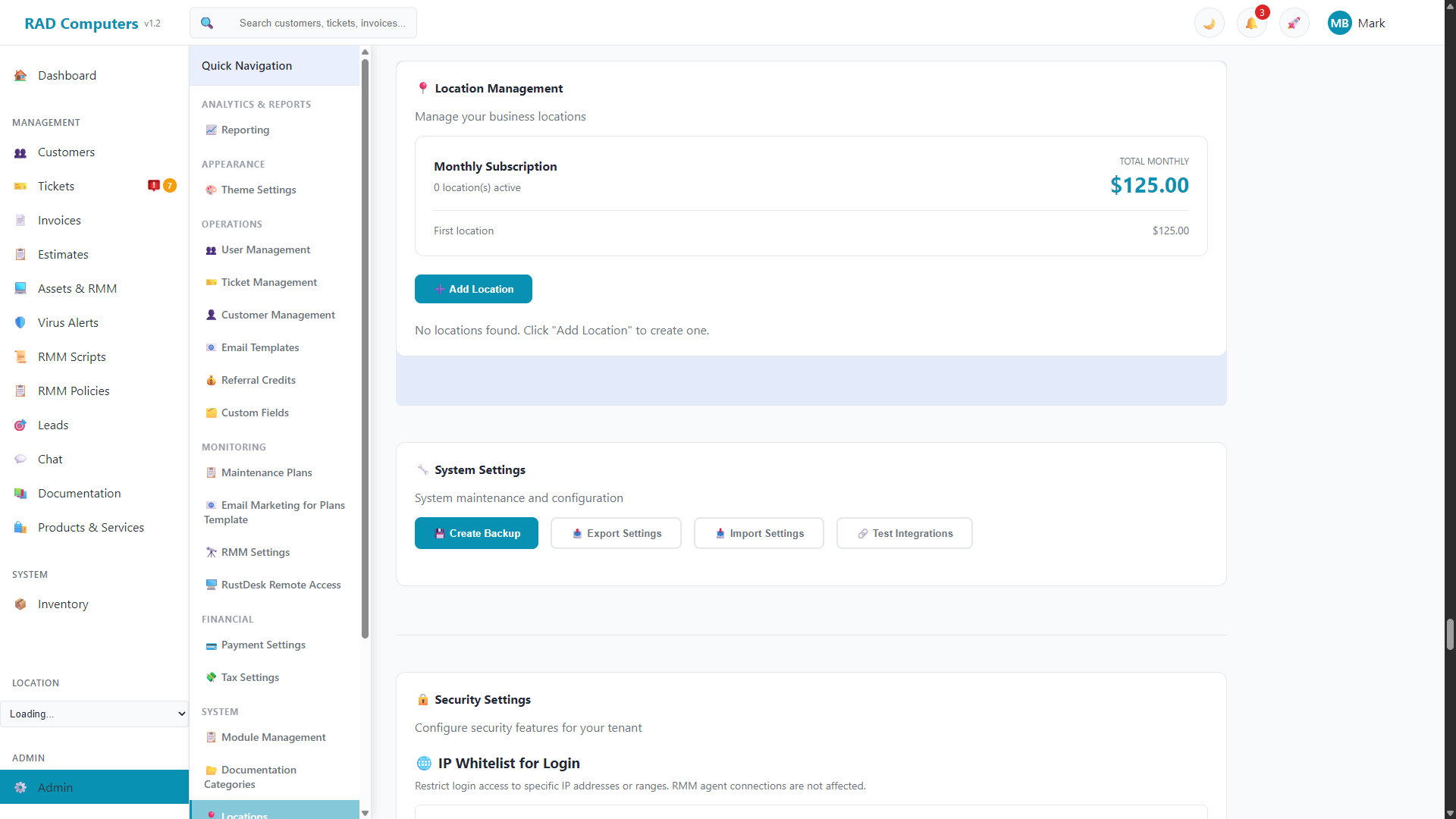 Location Management - Light Mode