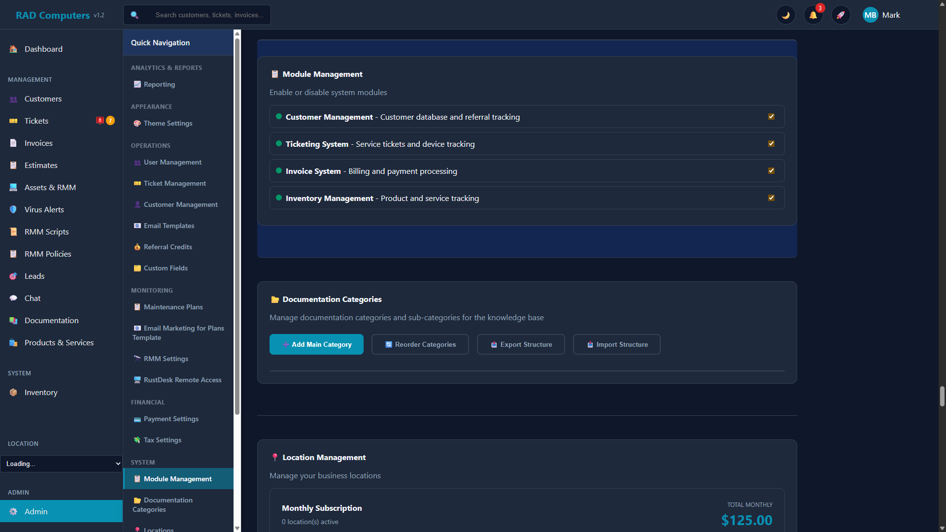 Module Management - Dark Mode