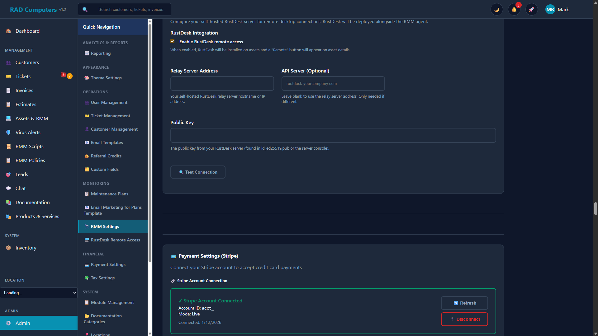 RustDesk Settings - Dark Mode