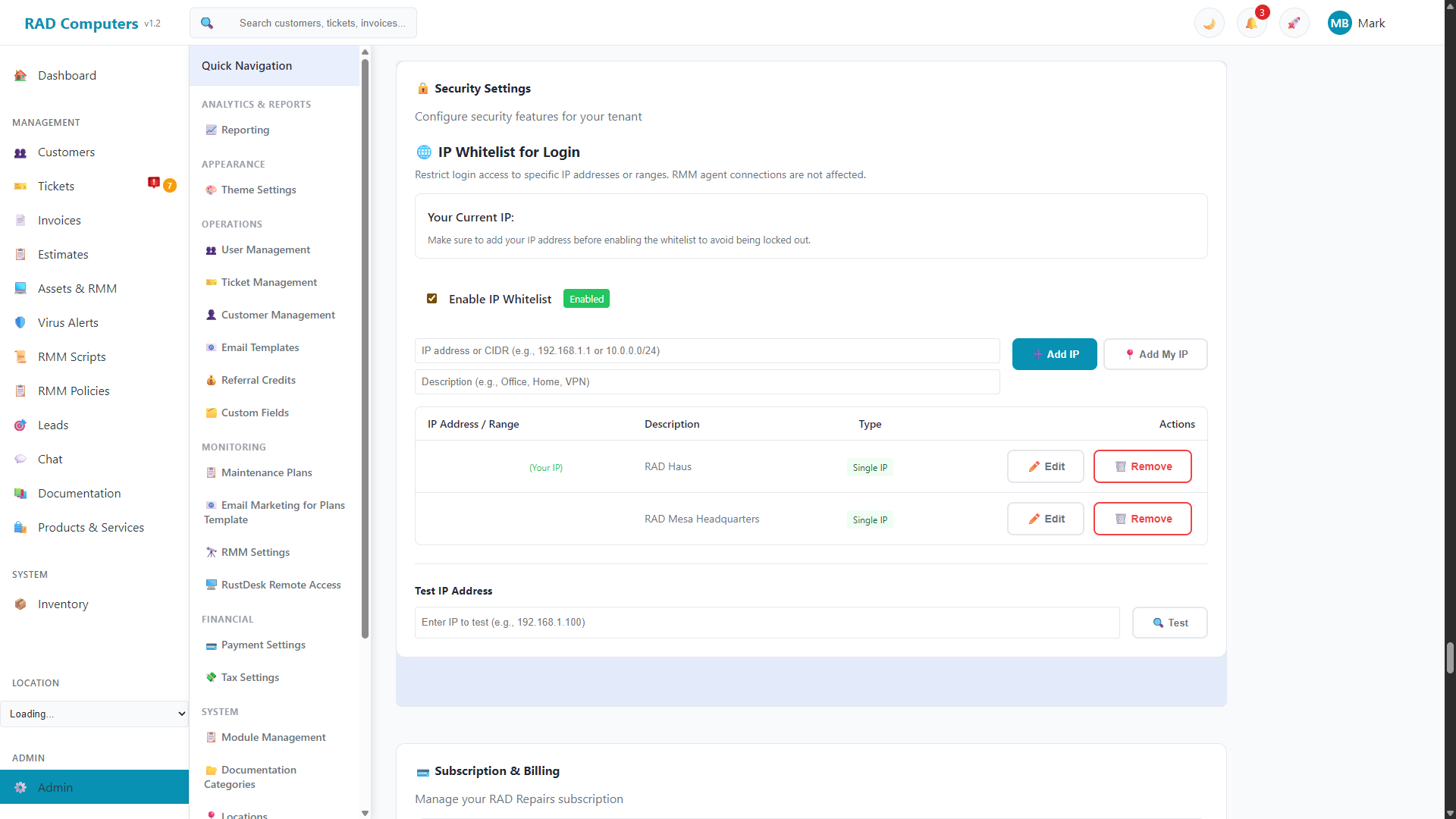 Security Settings - Light Mode