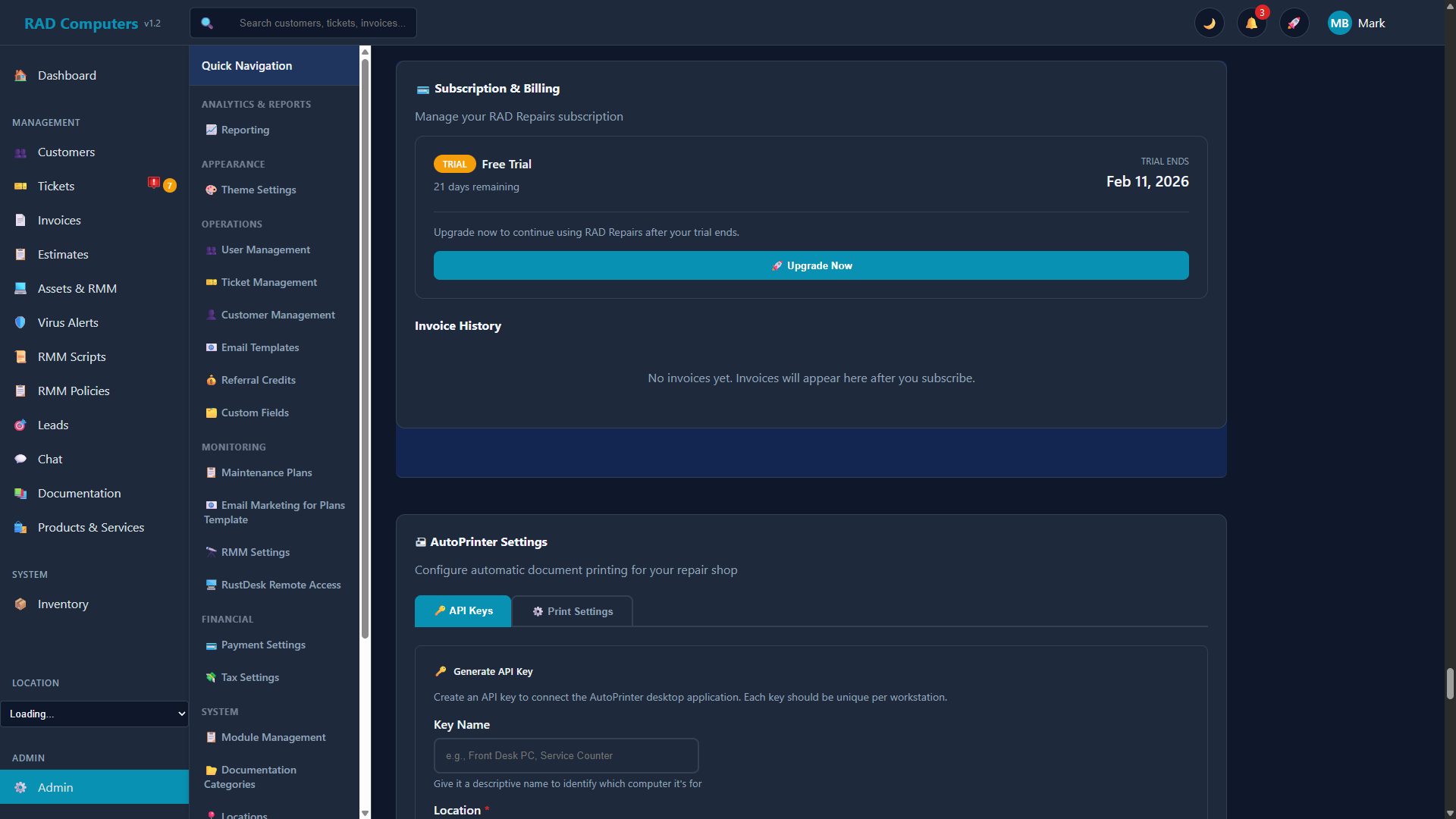 Subscription & Billing - Dark Mode
