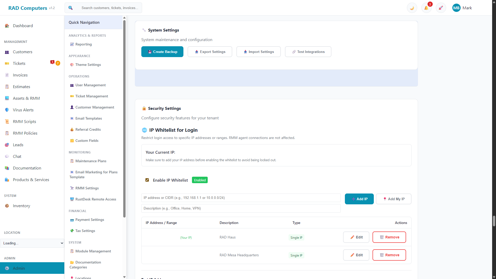 System Settings - Light Mode