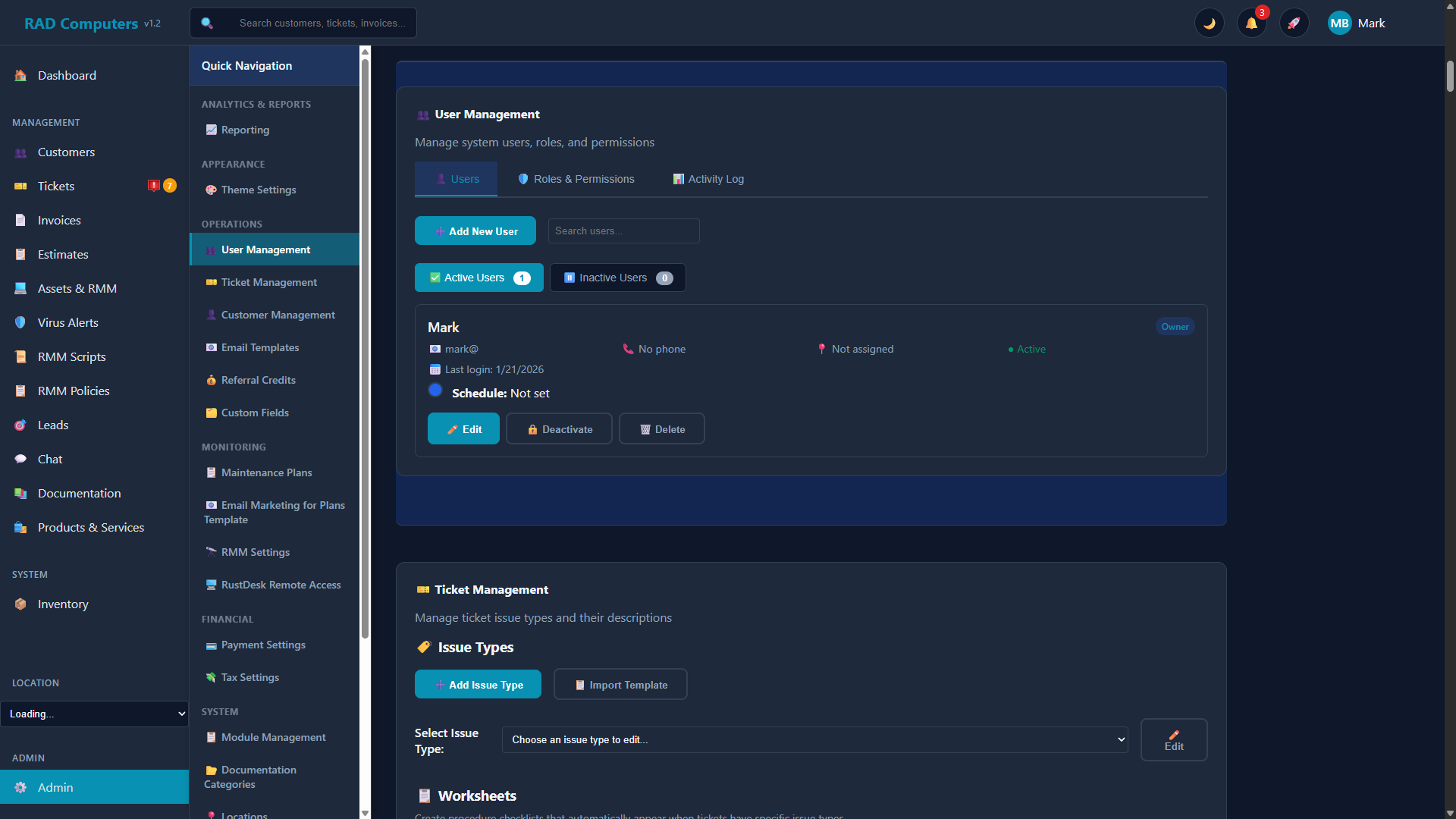 User Management - Dark Mode