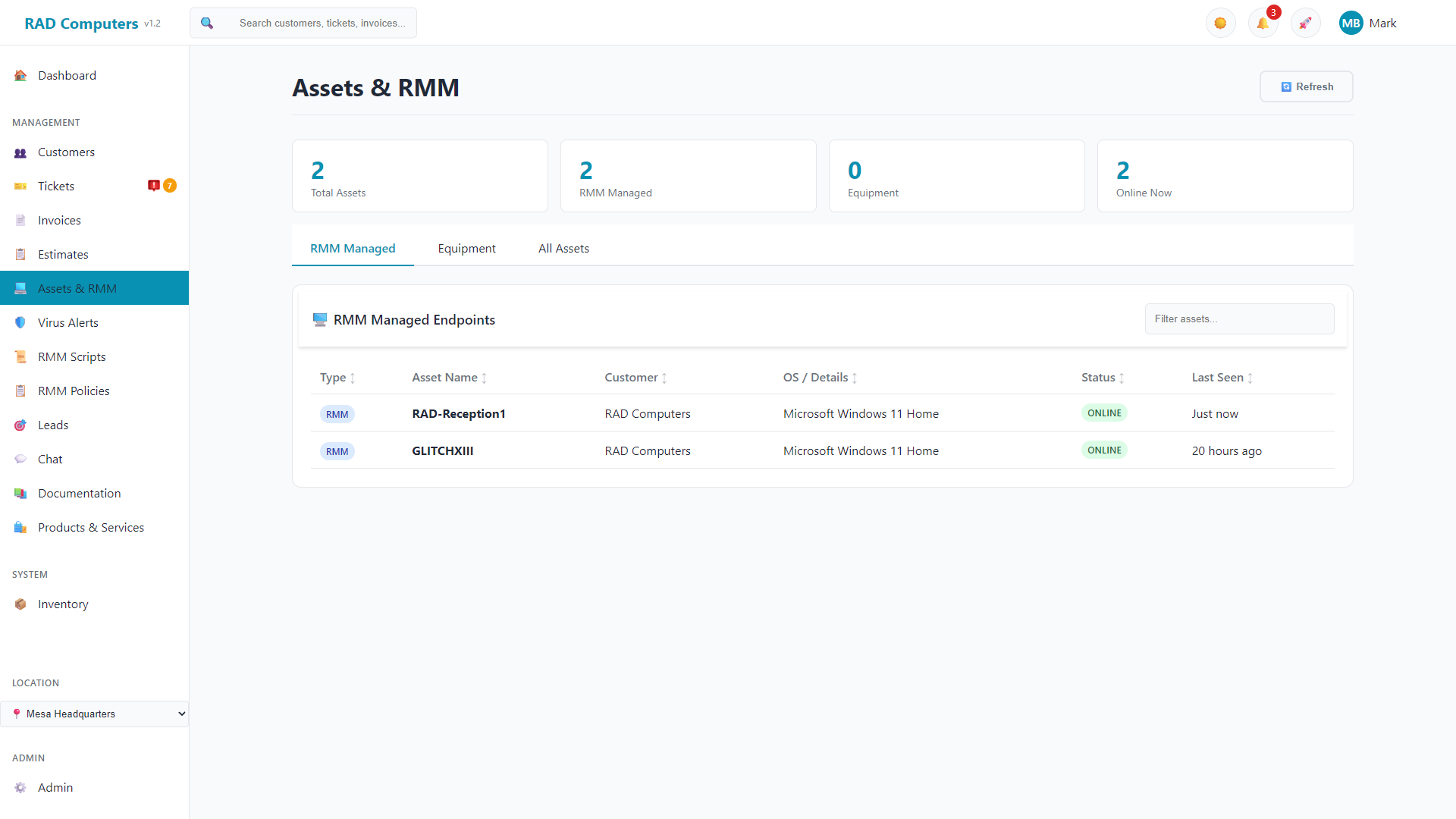 Assets List - Light Mode