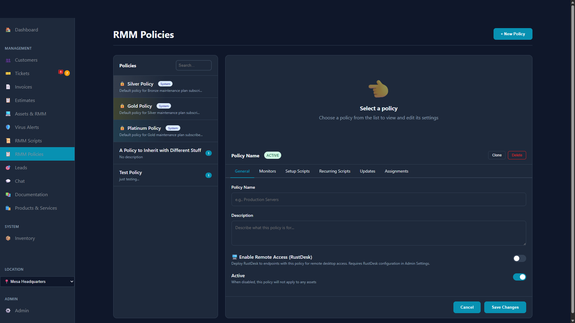RMM Policies Overview