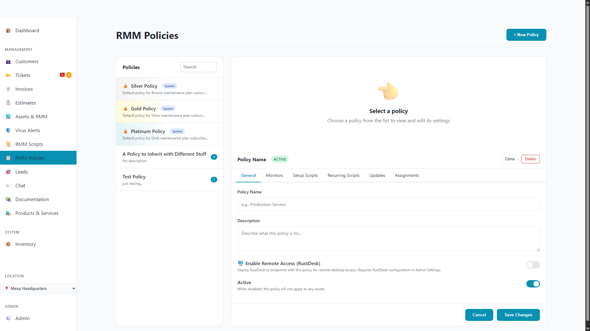 RMM Policies Overview